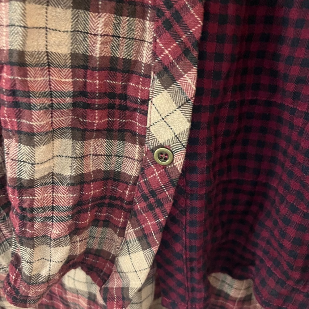 Mystree Jayne Plaid Contrast Long Sleeve Button Up Shirt Women Medium NWT - Picture 8 of 12